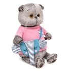 Мягкая игрушка «Кот Басик» 19 см, в футболке и с сумочкой - слоником - Фото 2