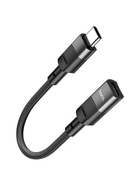 УЦЕНКА Кабель Hoco U107, Type-C (m) - Lightning (f), 2 А, 0.1 м, плетеный провод, функция OTG, чёрный - Фото 2