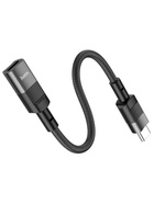УЦЕНКА Кабель Hoco U107, Type-C (m) - Lightning (f), 2 А, 0.1 м, плетеный провод, функция OTG, чёрный - Фото 3