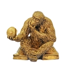 Фигура "Обезьяна с черепом" бронза-золото 7х15х15см - Фото 1