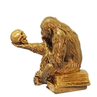 Фигура "Обезьяна с черепом" бронза-золото 7х15х15см - Фото 2