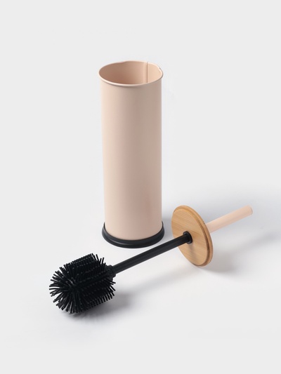 УЦЕНКА Ёршик для унитаза с подставкой SL Home, силиконовый, 9.8×9.8×39 бежевый