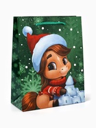 Пакет подарочный ламинированный «Новый год 2026», лошадь, MS 18 х 23 х 8 см - Фото 7