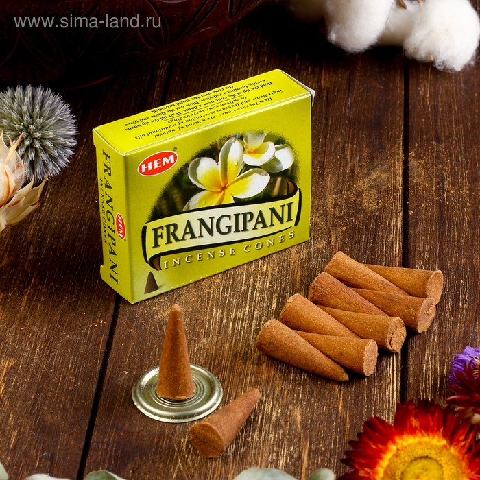 Благовония HEM "Frangipani. Плюмерия", 10 конусов в упаковке - Фото 1