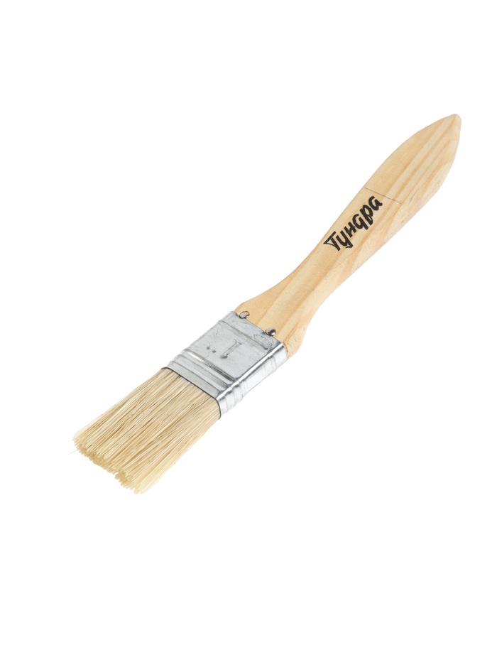 Кисть плоская ТУНДРА, смешанная щетина, деревянная рукоятка, 1", 25 мм - Фото 1