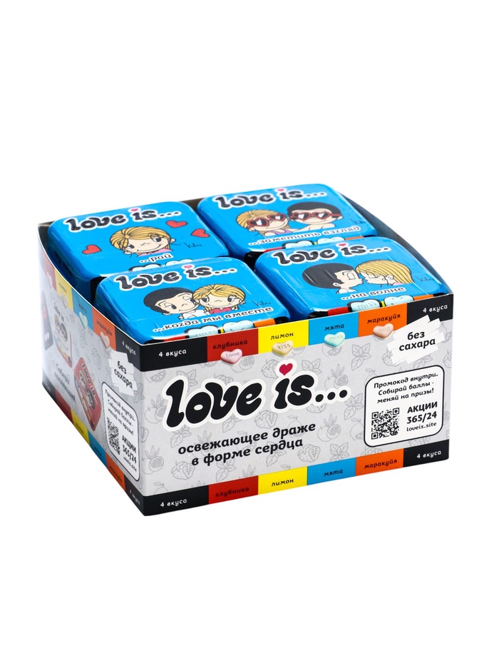 Конфеты освежающие «Love is», в форме сердца, со вкусом мяты, 20 г - Фото 1