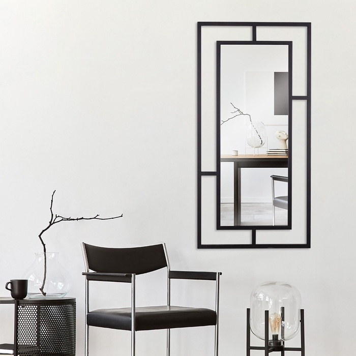Зеркало интерьерное настенное «Рубин», в прямоугольном корпусе из металла, 120×60 см, цвет чёрный - Фото 1
