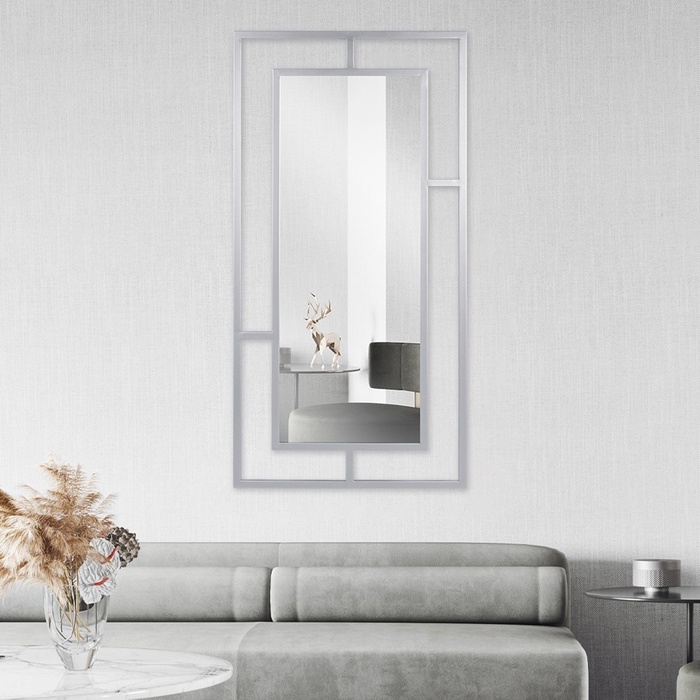 Зеркало интерьерное настенное «Рубин», в прямоугольном корпусе из металла, 120×60 см, цвет серебро - Фото 1