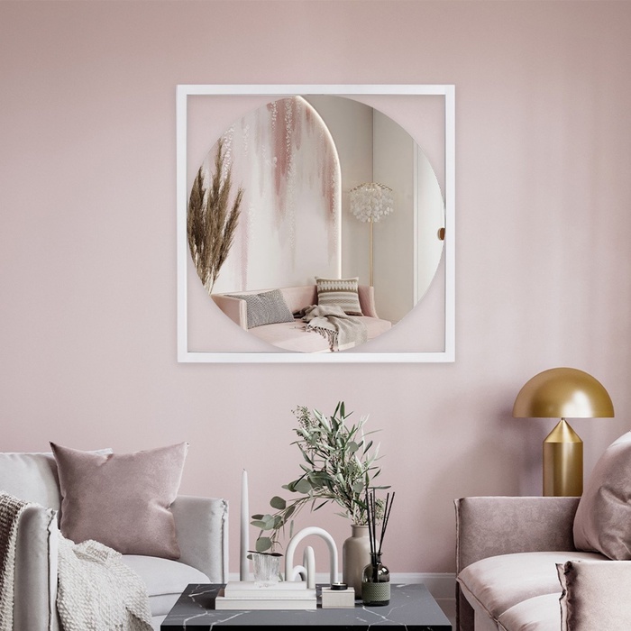 Зеркало интерьерное настенное «Рубин», в квадратном корпусе из металла, 54×54 см, цвет цвет белый - Фото 1