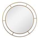 Зеркало интерьерное настенное в круглом корпусе из металла с ободом  d=60см, белое золото - фото 14829799