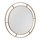 Зеркало интерьерное настенное в круглом корпусе из металла с ободом  d=60см, белое золото - фото 14829800