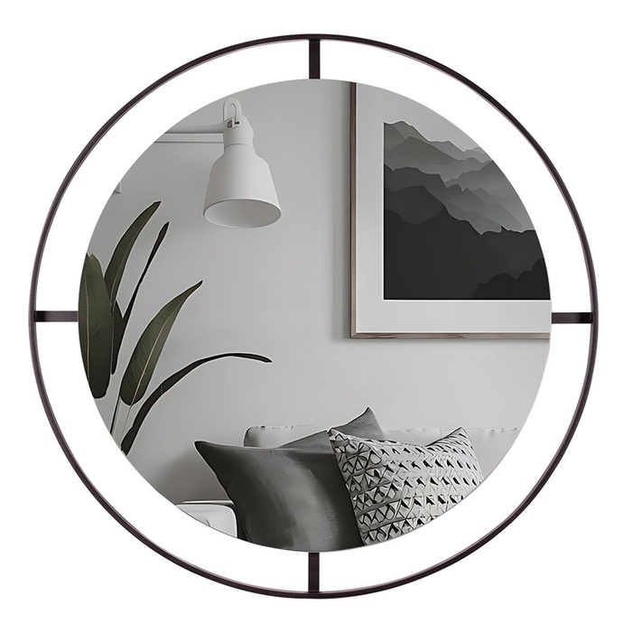 Зеркало интерьерное настенное «Рубин», в круглом корпусе из металла, с ободом, d=60 см, цвет цвет чёрный - Фото 1