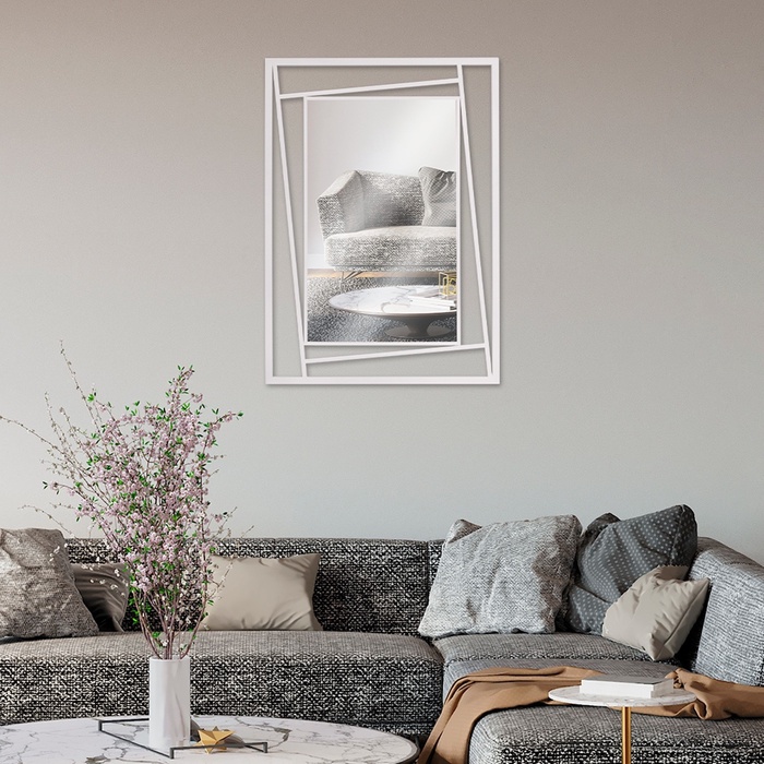 Зеркало интерьерное настенное «Рубин», в прямоугольном корпусе из металла, 88×63 см, цвет белый - Фото 1