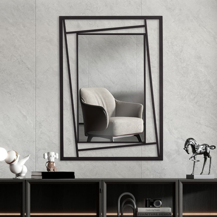 Зеркало интерьерное настенное «Рубин», в прямоугольном корпусе из металла, 88×63 см, цвет цвет чёрный - Фото 1