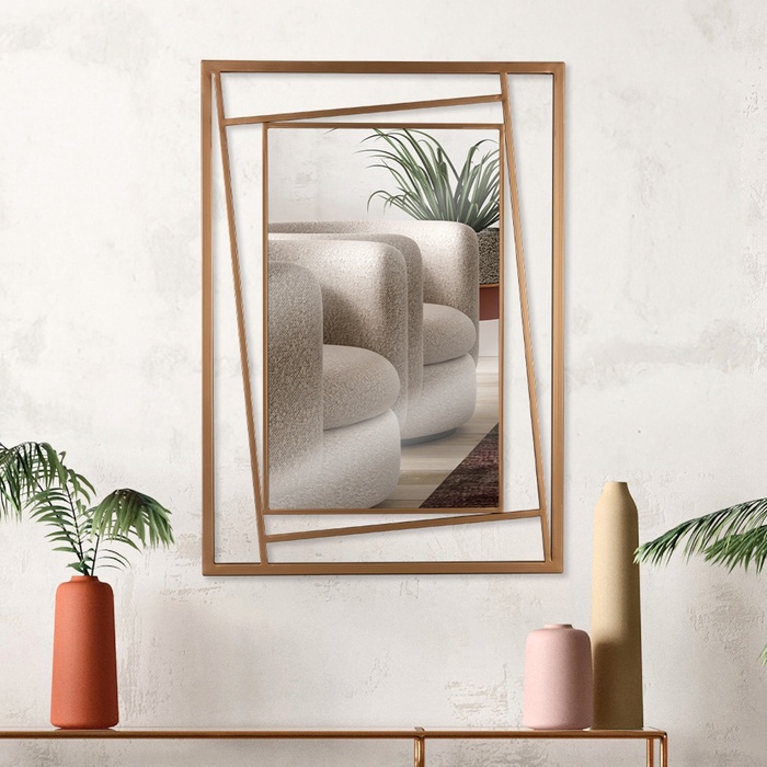 Зеркало интерьерное настенное «Рубин», в прямоугольном корпусе из металла, 88×63 см, цвет белое золото - Фото 1