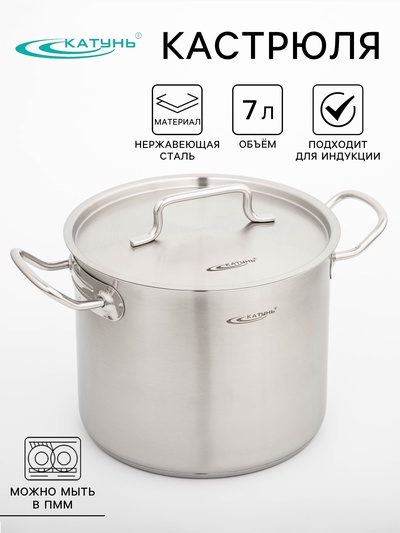 УЦЕНКА Кастрюля Катунь «Общепит», d=22 см, h=18 см, металлическая крышка, ТРС