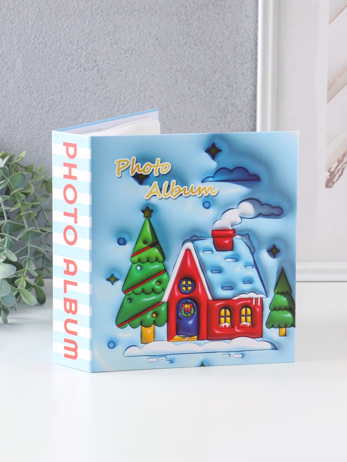 Фотоальбом на 40 фото 13×18 см «Новогодний домик», в коробке, тиснение серебро, 5×18×20.8 см - Фото 1
