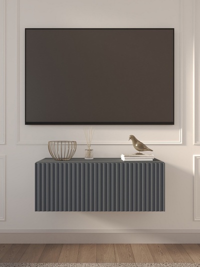 Тумба под ТВ подвесная Lines MTV3 - MA, 300×900×315 мм, цвет графит