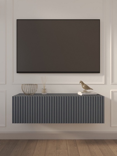 Тумба под ТВ подвесная Lines MTV4 - MA, 300×1150×315 мм, цвет графит