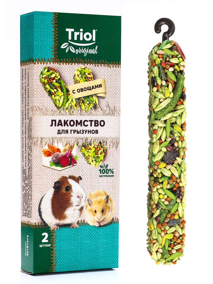 Лакомство "Triol" для грызунов с овощами, 2 шт, 50г - Фото 1