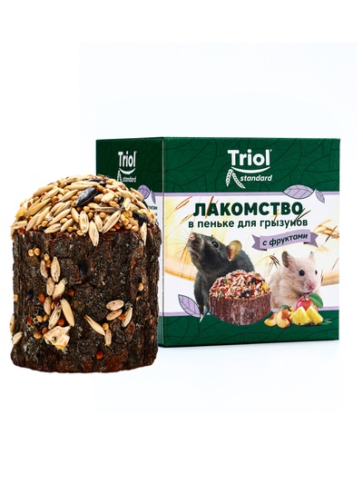 Лакомство Triol в пеньке для грызунов с фруктами, 70 г