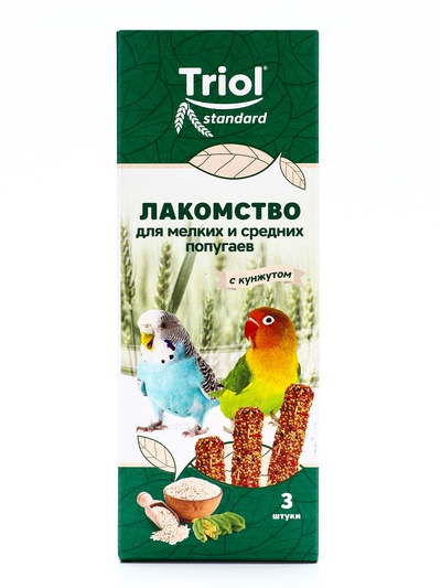 Лакомство Triol для мелких и средних попугаев с кунжутом, 3 шт., 80 г