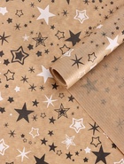 Бумага упаковочная крафт «Звезды», белый/графитовый, 0.72×10±5% м, 40 г - Фото 1