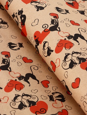 Бумага упаковочная крафт «Ля Мур», черный/красный, 0.72×10 м, 60±5% г