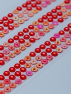 Наклейка-стразы «Жемчужины и цветочки», пластик, красные, 7×31 см 10879622