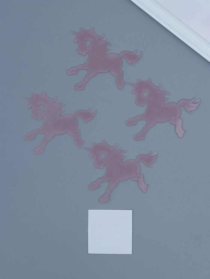 Набор наклеек интерьерных «Единороги», 4 шт., фосфорные, пластик, розовая, 17×12 см - Фото 1