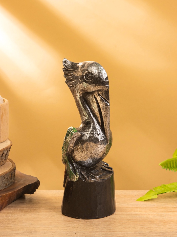 Сувенир интерьерный «Пеликан», 7×7×20 см, дерево, серебро