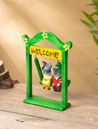 Сувенир интерьерный «Кошечки на качелях», 15×7×25 см, дерево, зелёный - фото 63119151