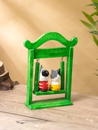 Сувенир интерьерный «Кошечки на качелях», 15×7×25 см, дерево, зелёный - фото 63119156