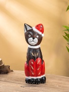 Фигура интерьерная «Кот новогодний», 14×10×40 см, дерево - Фото 2