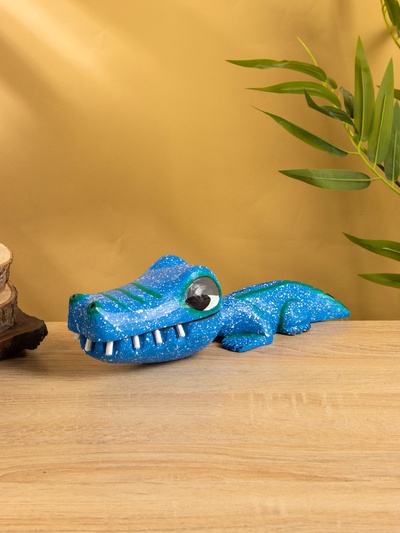 Шкатулка «Крокодильчик», 25×8×7 см, дерево, синяя