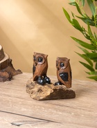 Сувенир интерьерный «Совушки», 15×9×14 см, дерево - фото 63119159