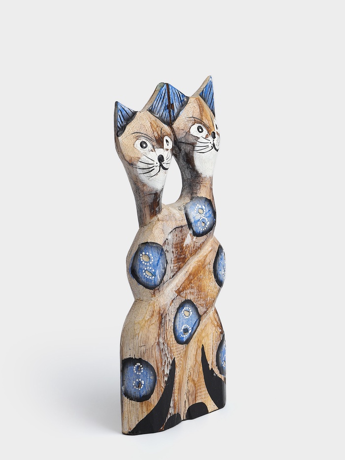 Сувенир интерьерный Сиамские кошечки 12х3х30 см, дерево, цв. синий