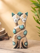 Сувенир интерьерный «Сиамские кошечки», 12×3×30 см, дерево, зелёный - фото 63119163