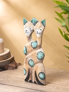 Сувенир интерьерный «Сиамские кошечки», 12×3×30 см, дерево, зелёный - фото 63119164