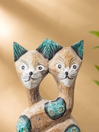 Сувенир интерьерный «Сиамские кошечки», 12×3×30 см, дерево, зелёный - фото 63119166