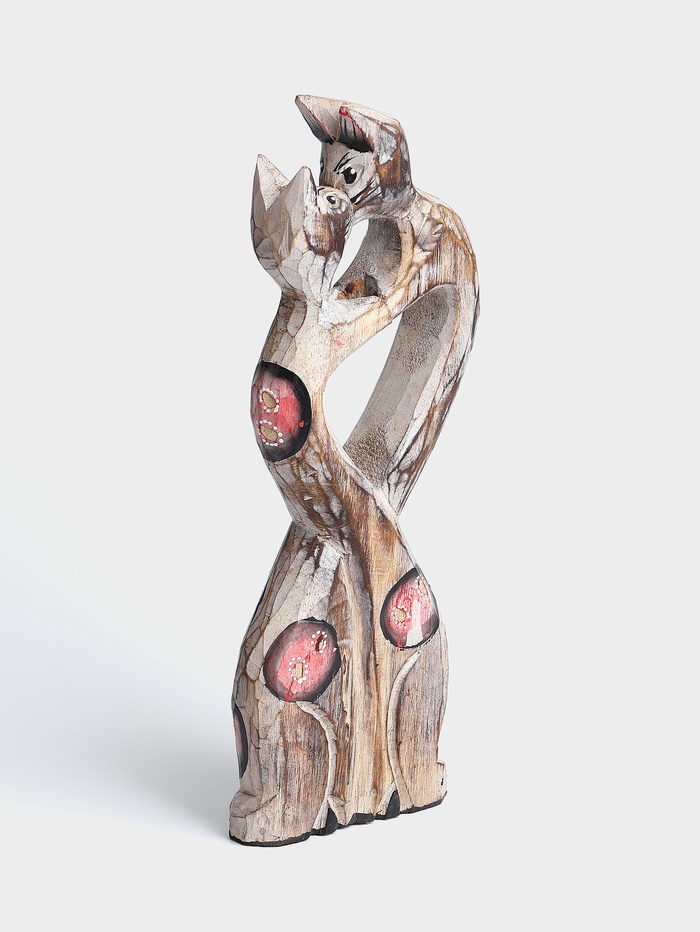 Сувенир интерьерный Влюблённые кошечки 12х3х30 см, дерево, цв. белый