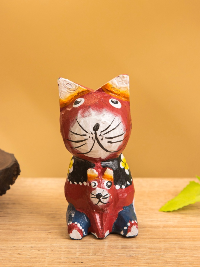 Сувенир интерьерный «Котики», 5×5×8 см, дерево, бордовый