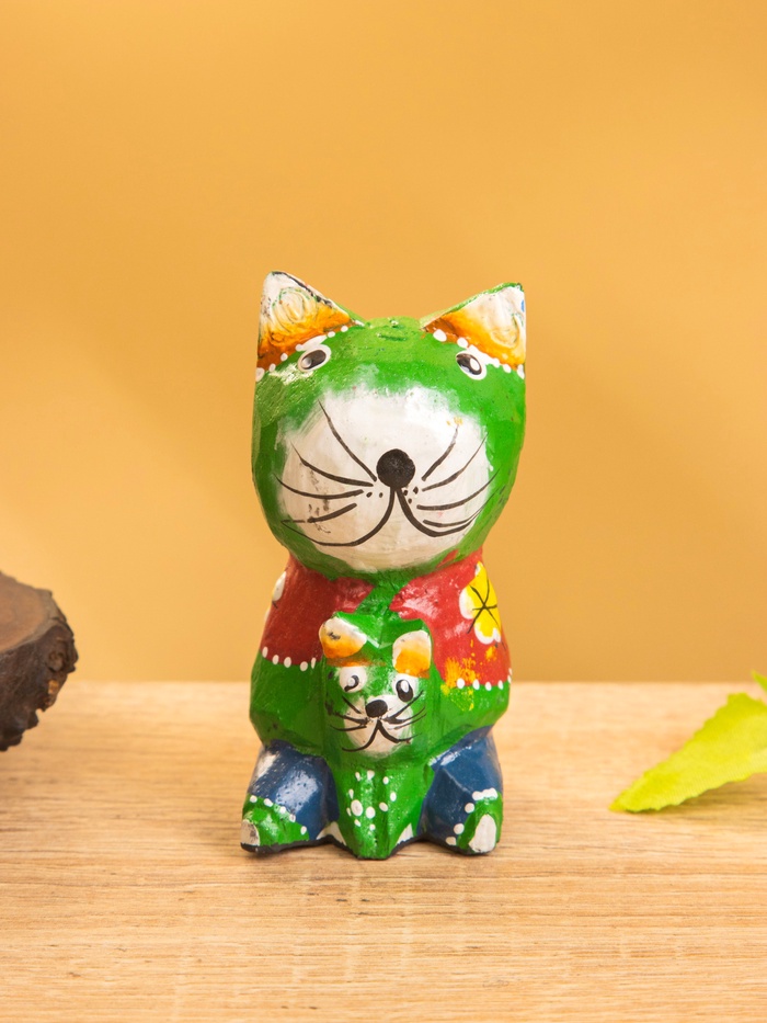 Сувенир интерьерный «Котики», 5×5×8 см, дерево, зелёный