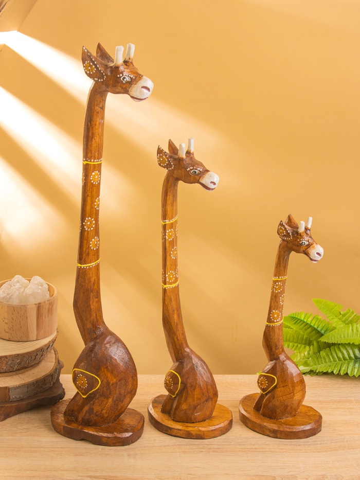 Набор сувенирный «Жирафы», h=50 см, h=40 см, h=30 см, дерево, коричневый