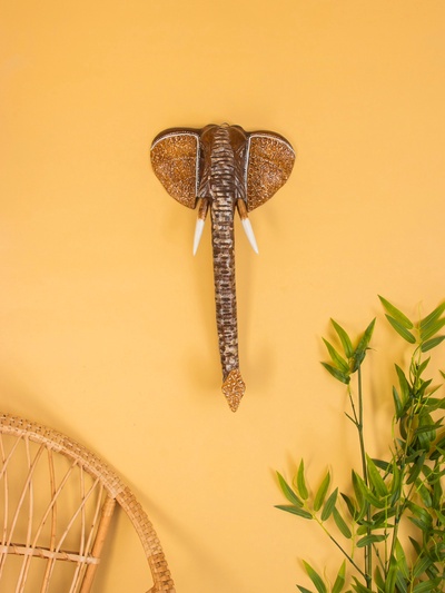 Панно настенное «Голова слона», 30×11×60 см, дерево