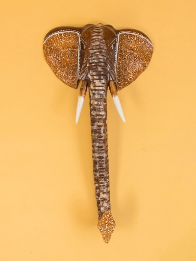 Панно настенное «Голова слона», 30×11×60 см, дерево