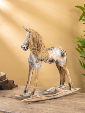 Фигура «Лошадка - качалка, 41×12.5×44 см, дерево, бежевая