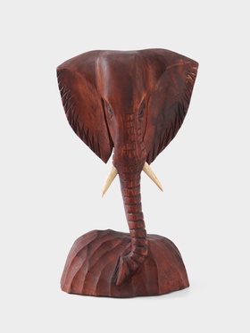 Сувенир «Голова слона», 18×9×30 см, дерево Суар, тёмно-коричневый