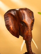 Сувенир "Голова слона" дерево Суар, 18х9х38 см, цв. тёмно-коричневый - фото 809239544