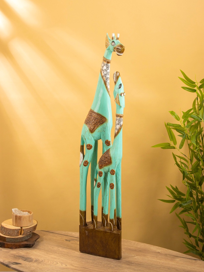 Сувенир «Жирафы», 20×15×100 см, дерево, бирюзовый - Фото 1